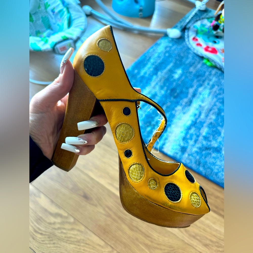 Sam Edelman polka dot wedge peep-toe